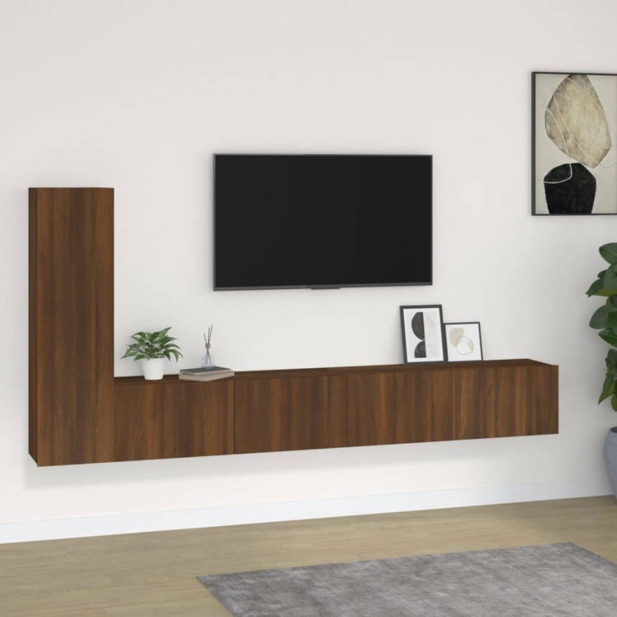 VidaXL 3-delige Tv-meubelset bewerkt hout bruineikenkleurig - Foto 2