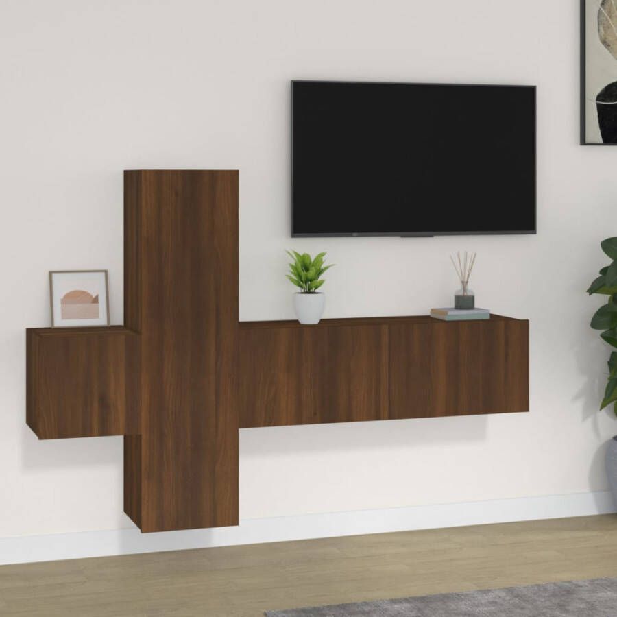 VidaXL -3-delige-Tv-meubelset-bewerkt-hout-bruin-eikenkleur - Foto 2