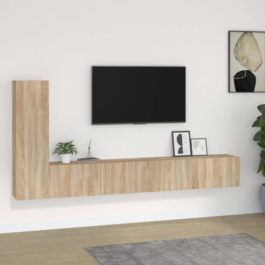 VidaXL -3-delige-Tv-meubelset-bewerkt-hout-sonoma-eikenkleurig - Foto 1