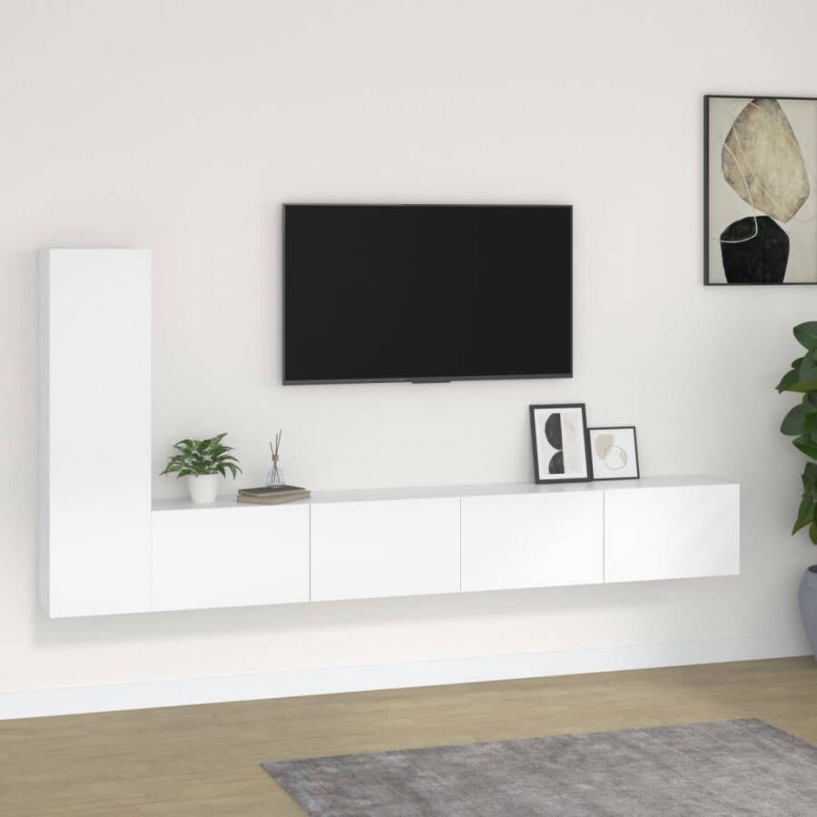 VidaXL -3-delige-Tv-meubelset-bewerkt-hout-wit - Foto 1
