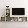 VidaXL 3-delige Tv-meubelset spaanplaat wit en sonoma eikenkleurig - Thumbnail 2