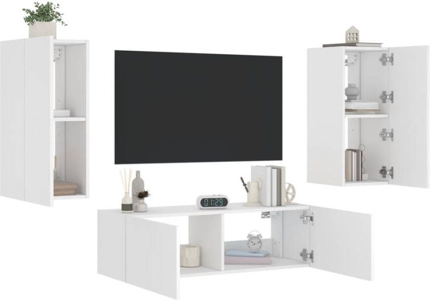 VidaXL -3-delige-tv-wandmeubelset-met-LED-verlichting-wit - Foto 4