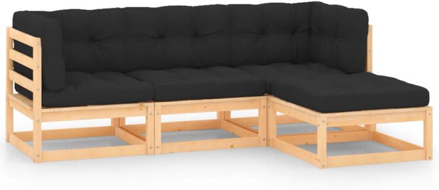 VIDAXL 4-delige Loungeset massief grenenhout - Foto 4