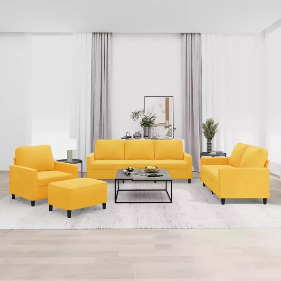 VIDAXL 4-delige Loungeset met kussens fluweel geel - Foto 1