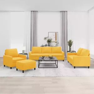 VIDAXL 4-delige Loungeset met kussens fluweel geel