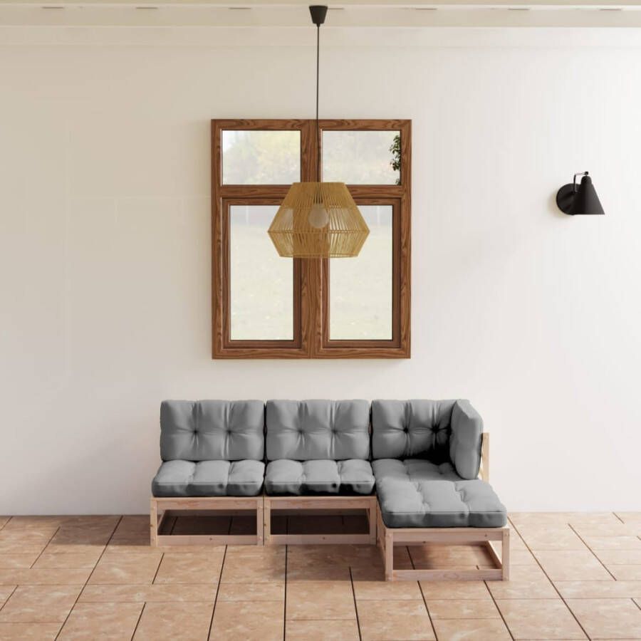VidaXL 4-delige Loungeset met kussens massief grenenhout - Foto 4