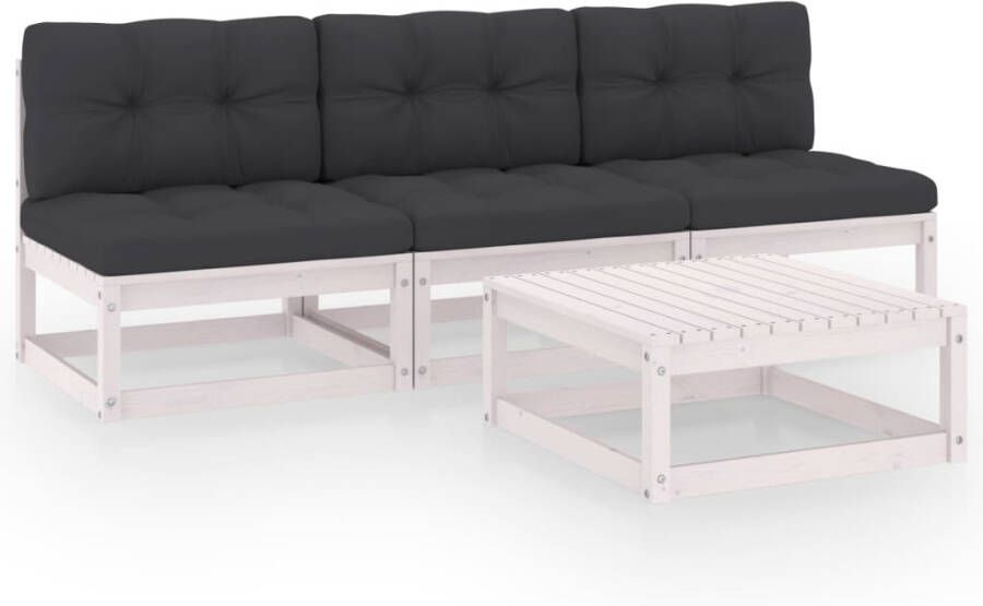 VIDAXL 4-delige Loungeset met kussens massief grenenhout - Foto 4