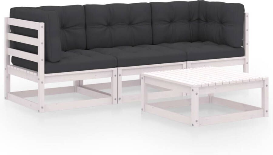 VIDAXL 4-delige Loungeset met kussens massief grenenhout - Foto 4