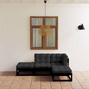 VIDAXL 4-delige Loungeset met kussens massief grenenhout