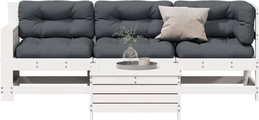 VIDAXL 4-delige Loungeset met kussens massief grenenhout - Foto 4