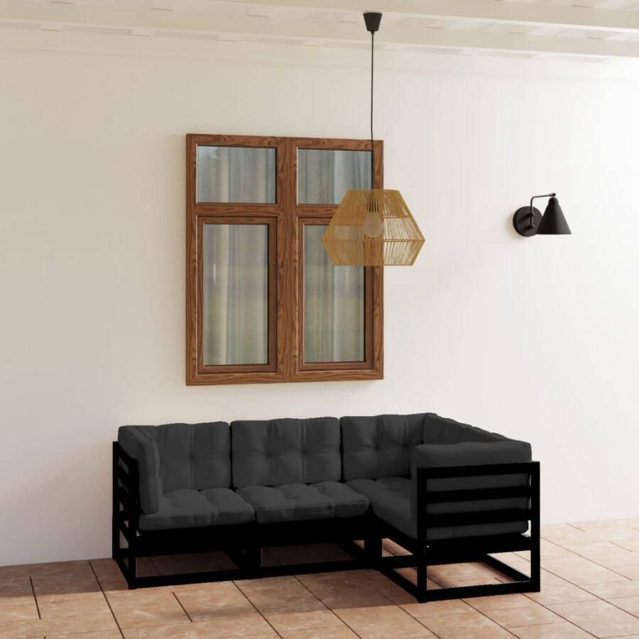 VidaXL 4-delige Loungeset met kussens massief grenenhout - Foto 4
