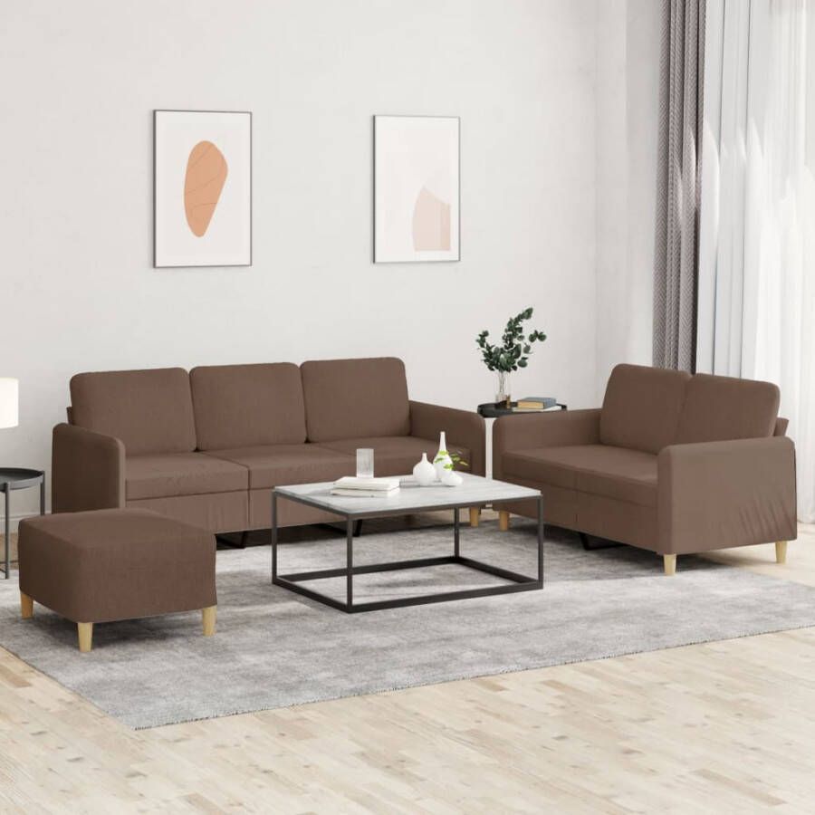 VidaXL -4-delige-Loungeset-met-kussens-stof-bruin