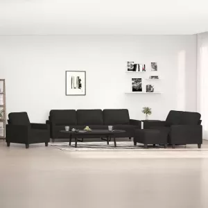 VIDAXL 4-delige loungeset met kussens stof zwart