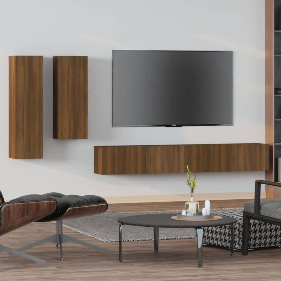 VidaXL -4-delige-Tv-meubelset-bewerkt-hout-bruin-eikenkleur - Foto 3