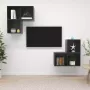 VIDAXL 4-delige Tv-meubelset spaanplaat hoogglans grijs - Thumbnail 2