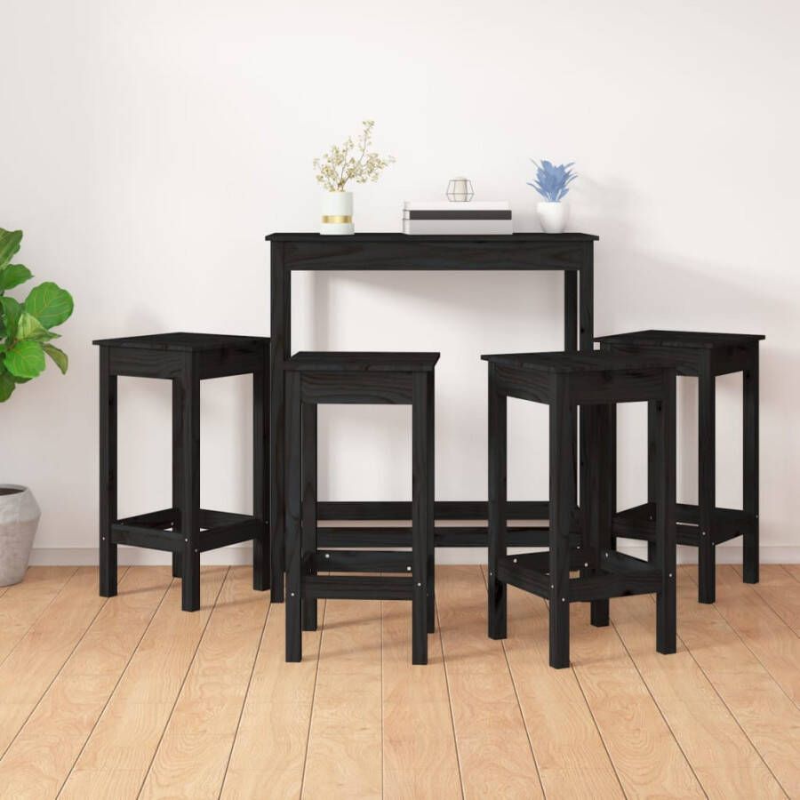 Vida XL 5-delige Barset massief grenenhout zwart SKU: V3124701