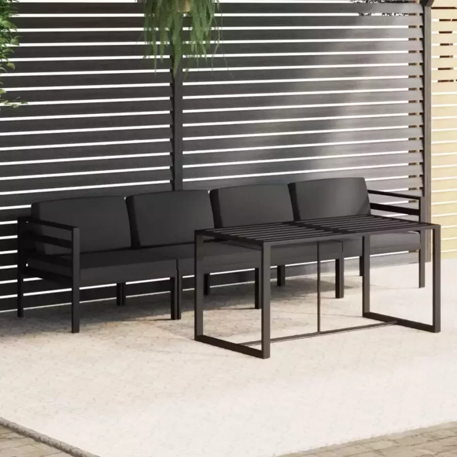 VIDAXL 5-delige Loungeset met kussens aluminium antracietkleurig - Foto 3