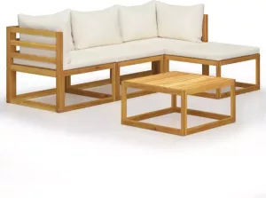 VIDAXL 5-delige Loungeset met kussens massief acaciahout