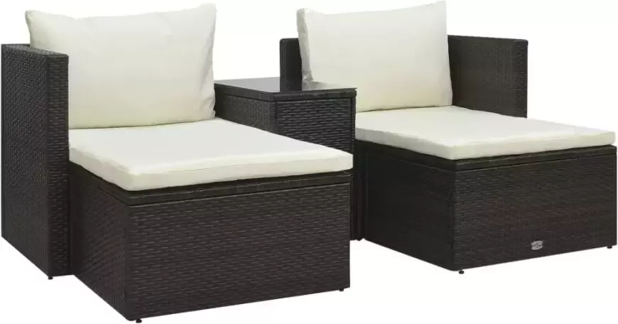 VidaXL 5-delige Loungeset met kussens poly rattan bruin - Foto 4