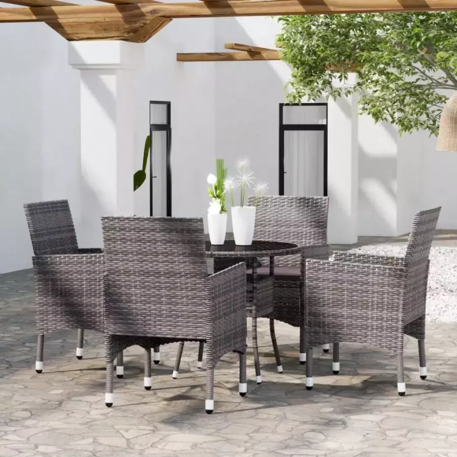 VIDAXL 5-delige Tuinset poly rattan grijs - Foto 3