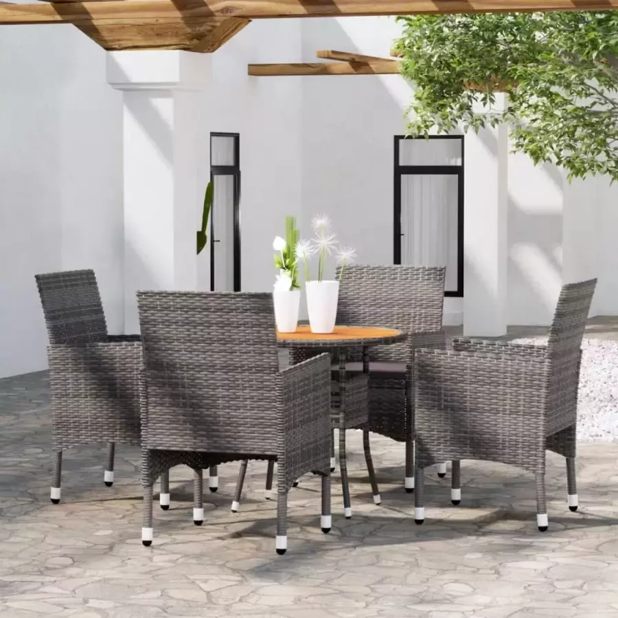 VIDAXL 5-delige Tuinset poly rattan grijs - Foto 4