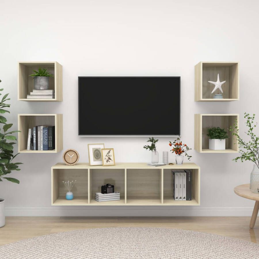 VidaXL 5-delige Tv-meubelset bewerkt hout sonoma eikenkleurig - Foto 3
