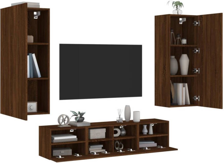 VidaXL -5-delige-Tv-wandmeubelset-bewerkt-hout-bruineikenkleurig - Foto 4