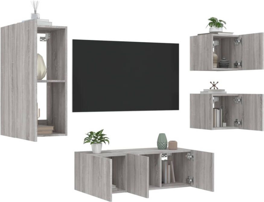 VidaXL -5-delige-Tv-wandmeubelset-met-LED-grijs-sonoma-eikenkleurig - Foto 4
