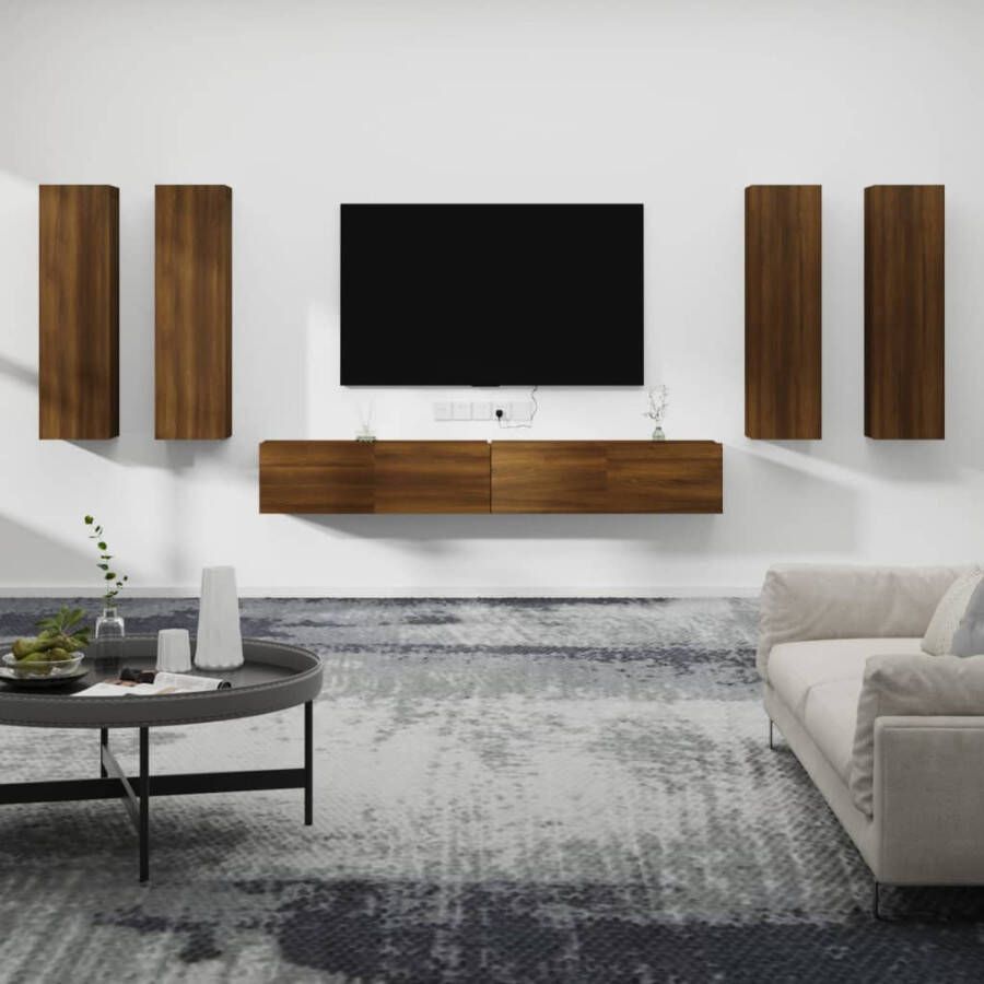 VidaXL -6-delige-Tv-meubelset-bewerkt-hout-bruin-eikenkleur - Foto 2