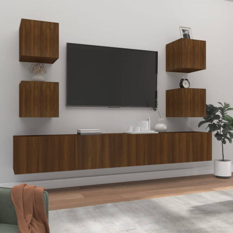 VidaXL -6-delige-Tv-meubelset-bewerkt-hout-bruineikenkleurig - Foto 3