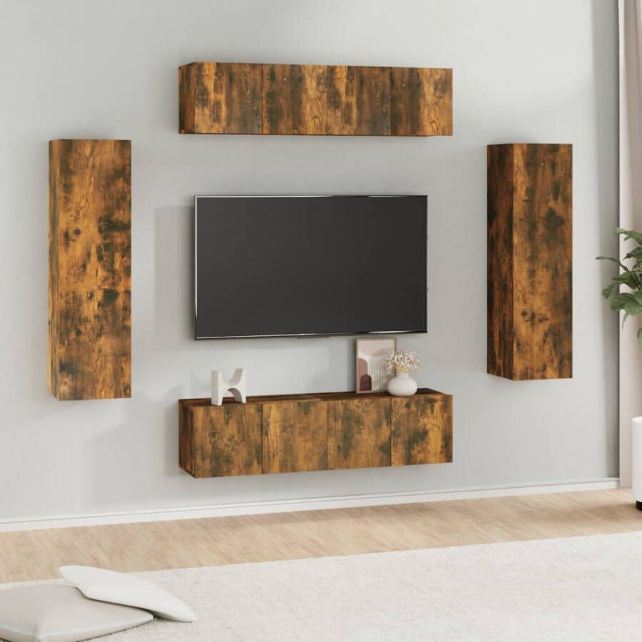 VidaXL -6-delige-Tv-meubelset-bewerkt-hout-gerookt-eikenkleurig - Foto 2
