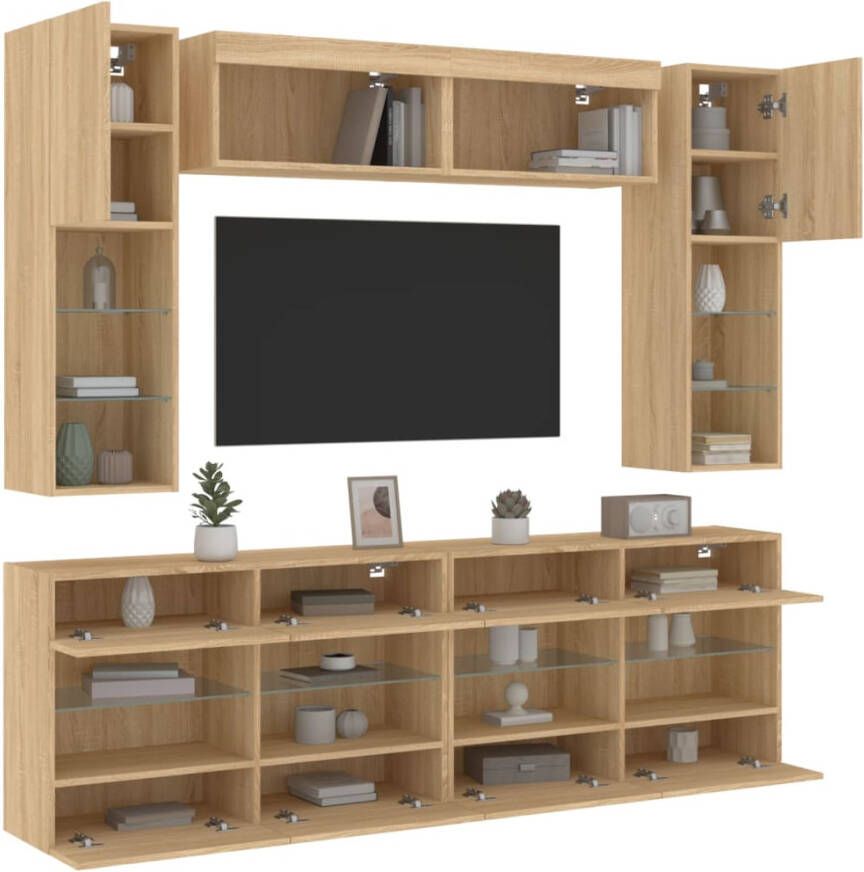 VidaXL -6-delige-Tv-wandmeubelset-met-LED-verlichting-sonoma-eikenkleur - Foto 4