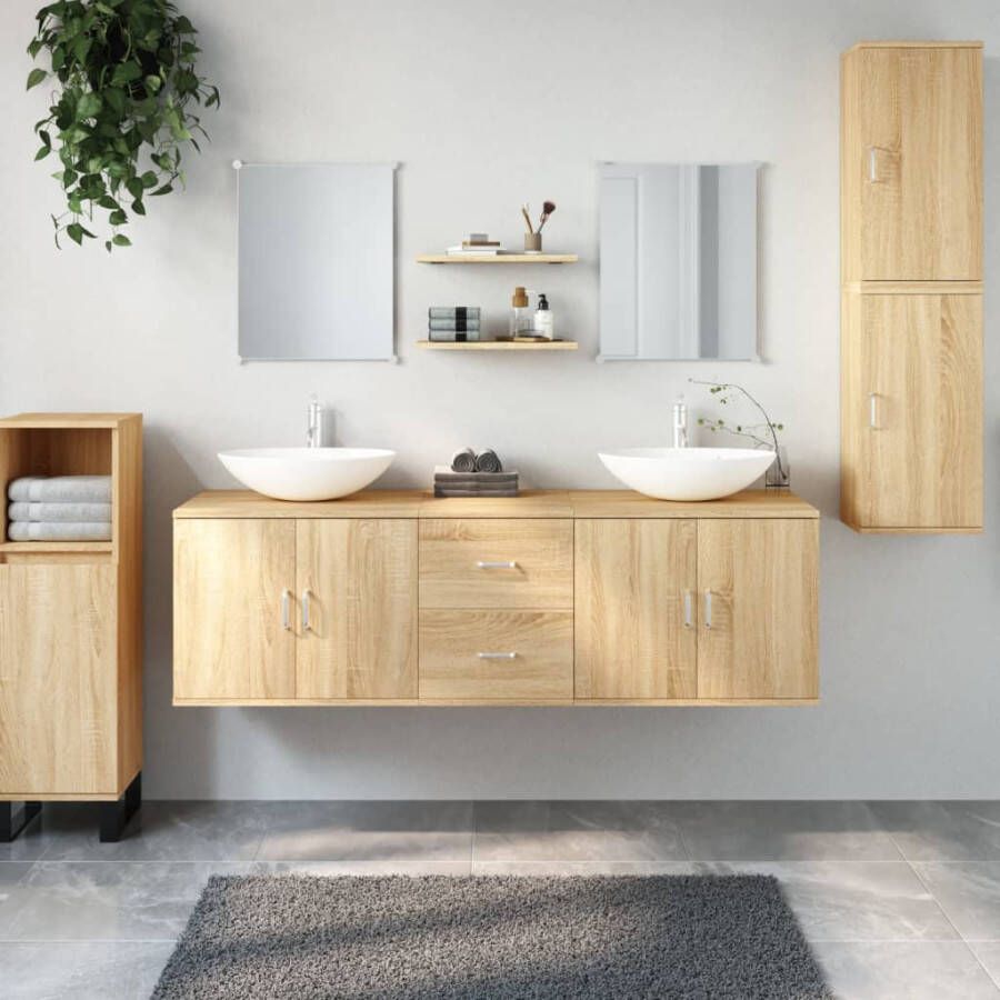 Vida XL 7-delige Badkamermeubelset bewerkt hout eikenkleurig SKU: V242562 - Foto 4