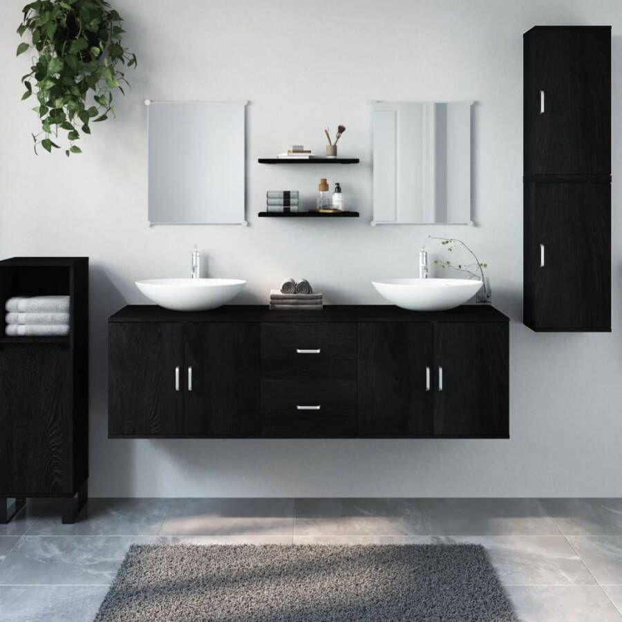 Vida XL vidaXL 7-delige Badkamermeubelset bewerkt hout zwart-VXL-242561 - Foto 4