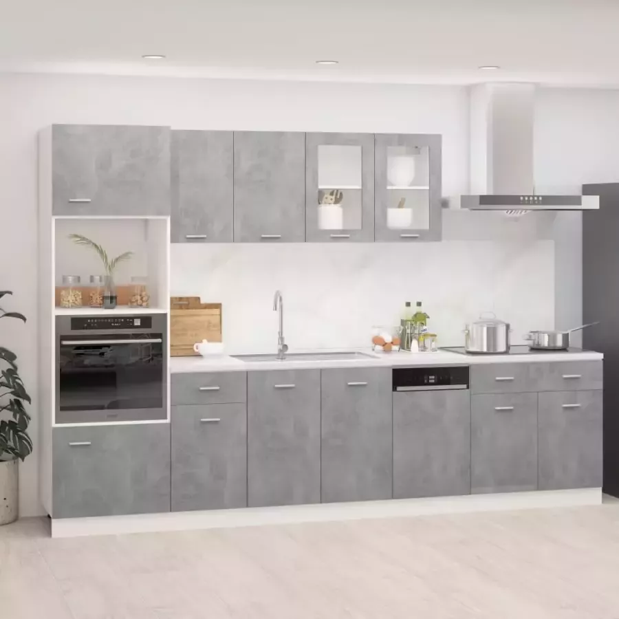 VIDAXL 7-delige Keukenkastenset bewerkt hout betongrijs