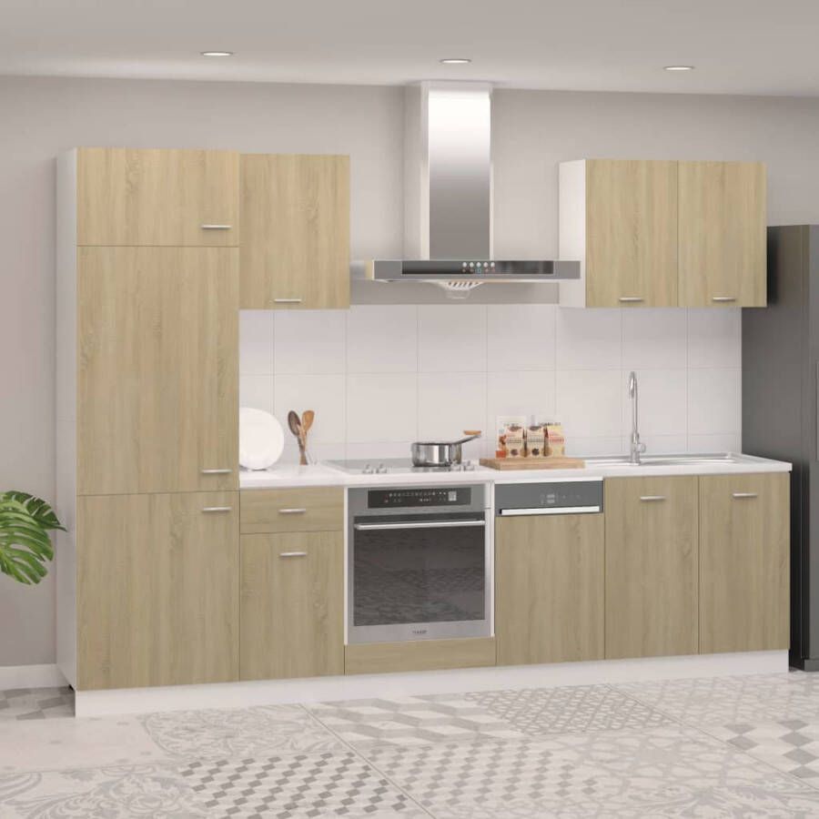 VidaXL 7-delige Keukenkastenset bewerkt hout sonoma eikenkleurig