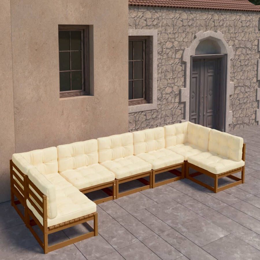 VidaXL 7-delige Loungeset met kussens massief grenenhout honingbruin - Foto 3