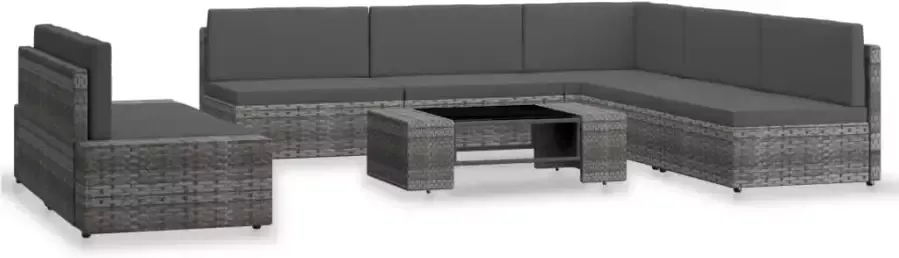 VidaXL 7-delige Loungeset poly rattan grijs
