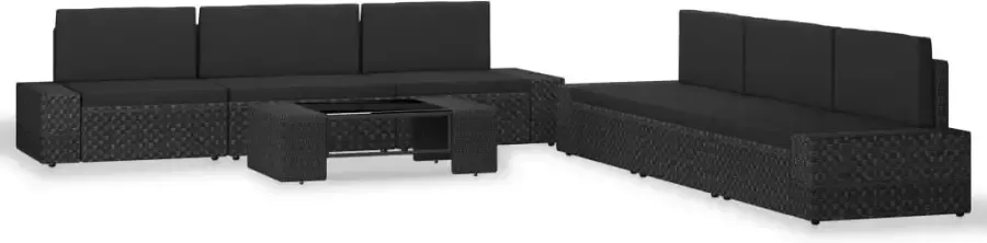 VidaXL 7-delige Loungeset poly rattan zwart - Foto 4