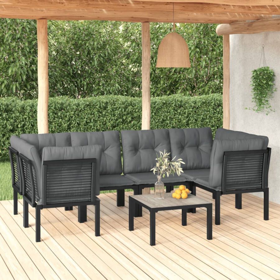 VIDAXL 7-delige Loungeset poly rattan zwart en grijs - Foto 4