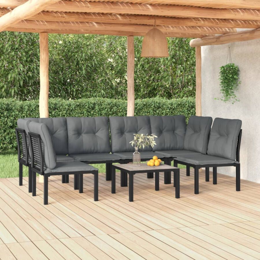 VIDAXL 7-delige Loungeset poly rattan zwart en grijs - Foto 4