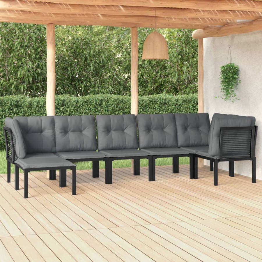 VIDAXL 7-delige Loungeset poly rattan zwart en grijs - Foto 4