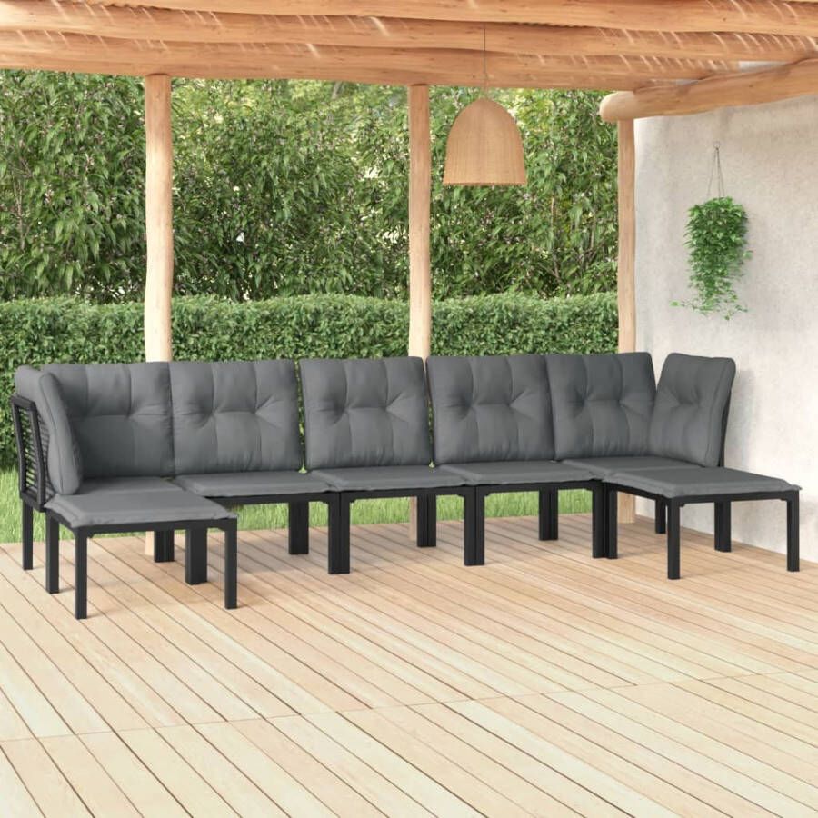 VIDAXL 7-delige Loungeset poly rattan zwart en grijs - Foto 4