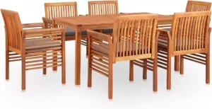 VIDAXL 7-delige Tuinset met kussens massief acaciahout