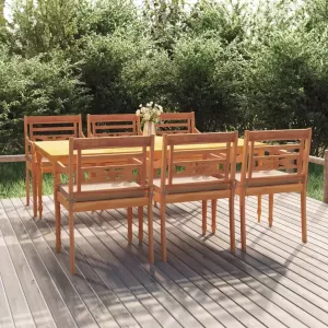 VIDAXL 7-delige Tuinset met kussens massief teakhout