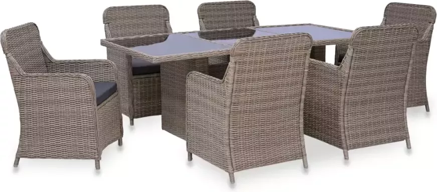 VIDAXL 7-delige Tuinset poly rattan bruin - Foto 4