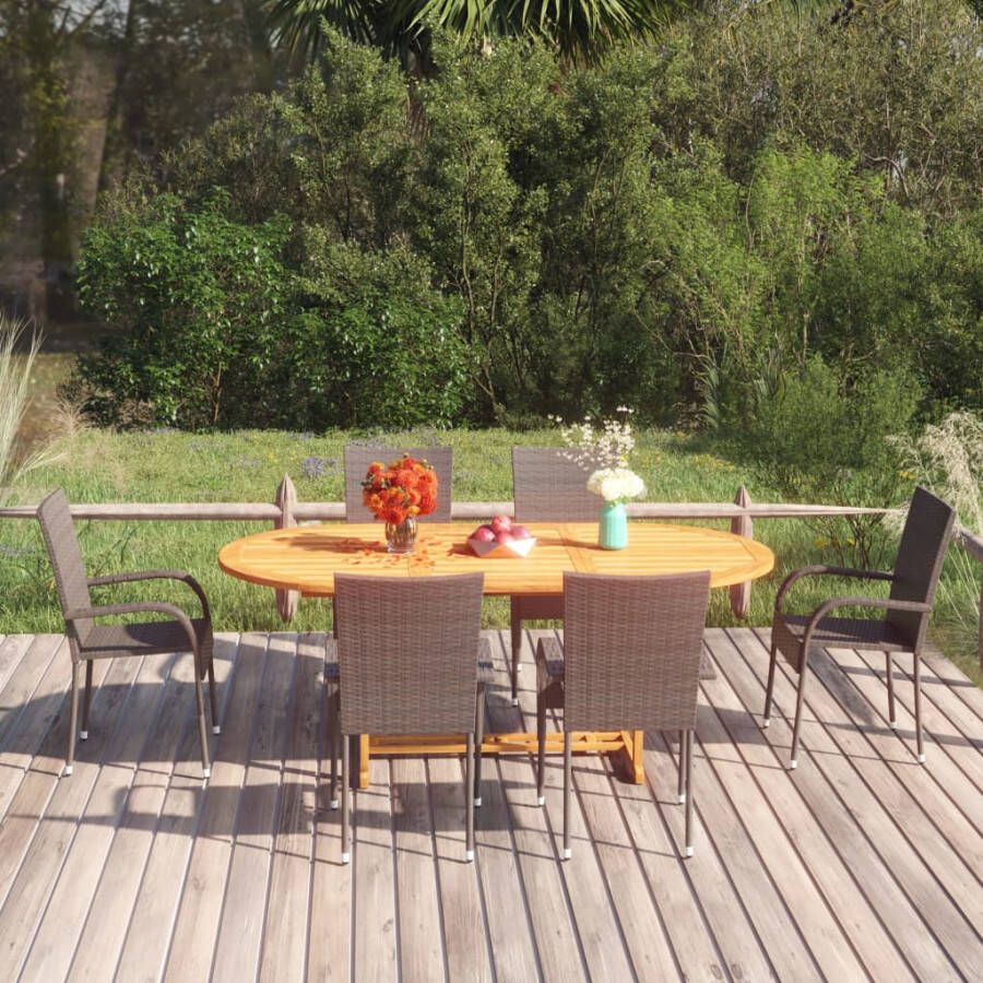 VidaXL 7-delige Tuinset poly rattan bruin - Foto 4