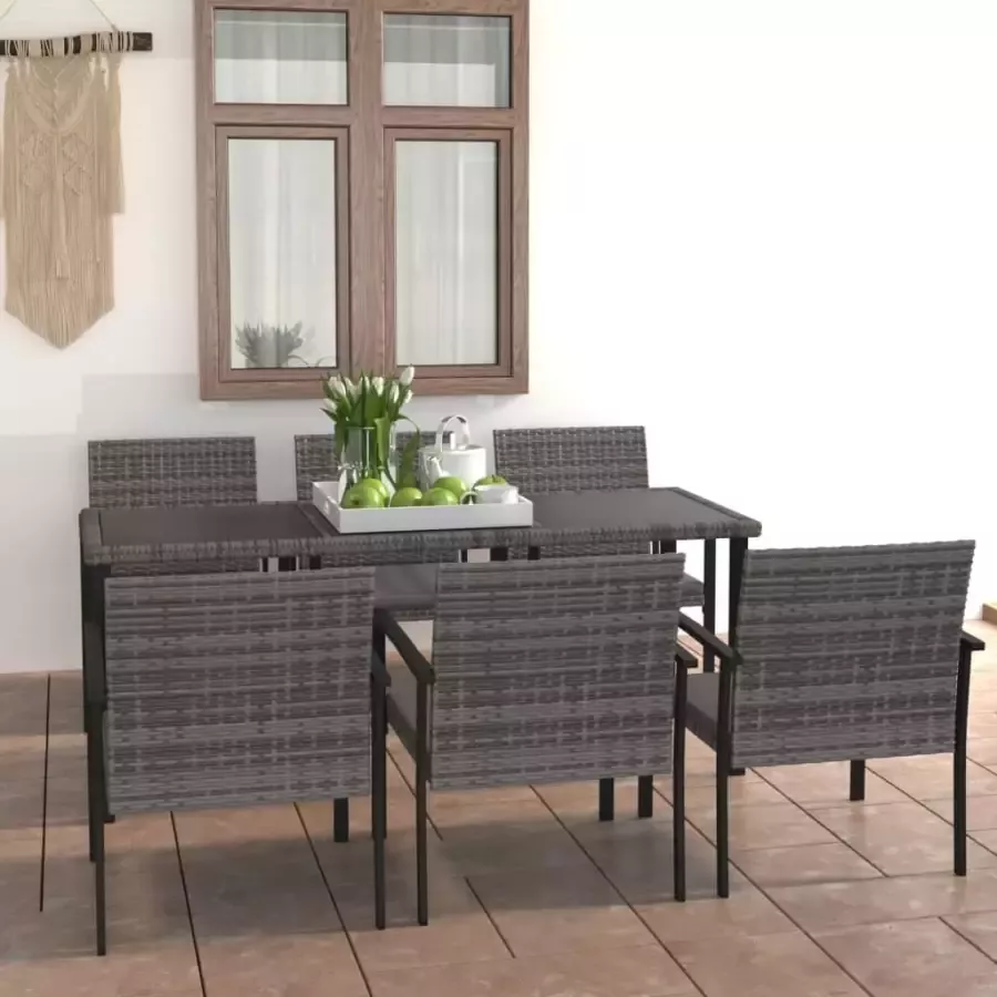 VIDAXL 7-delige Tuinset poly rattan grijs - Foto 4