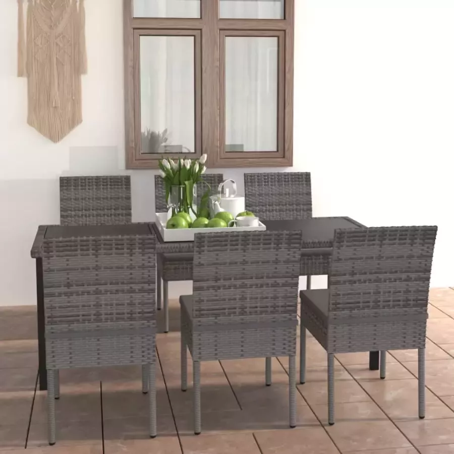 VIDAXL 7-delige Tuinset poly rattan grijs - Foto 4