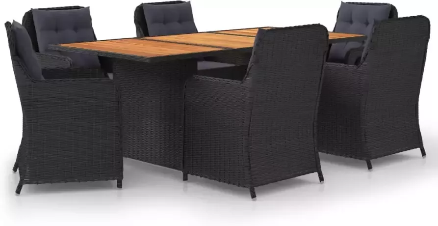 VIDAXL 7-delige Tuinset poly rattan zwart - Foto 4